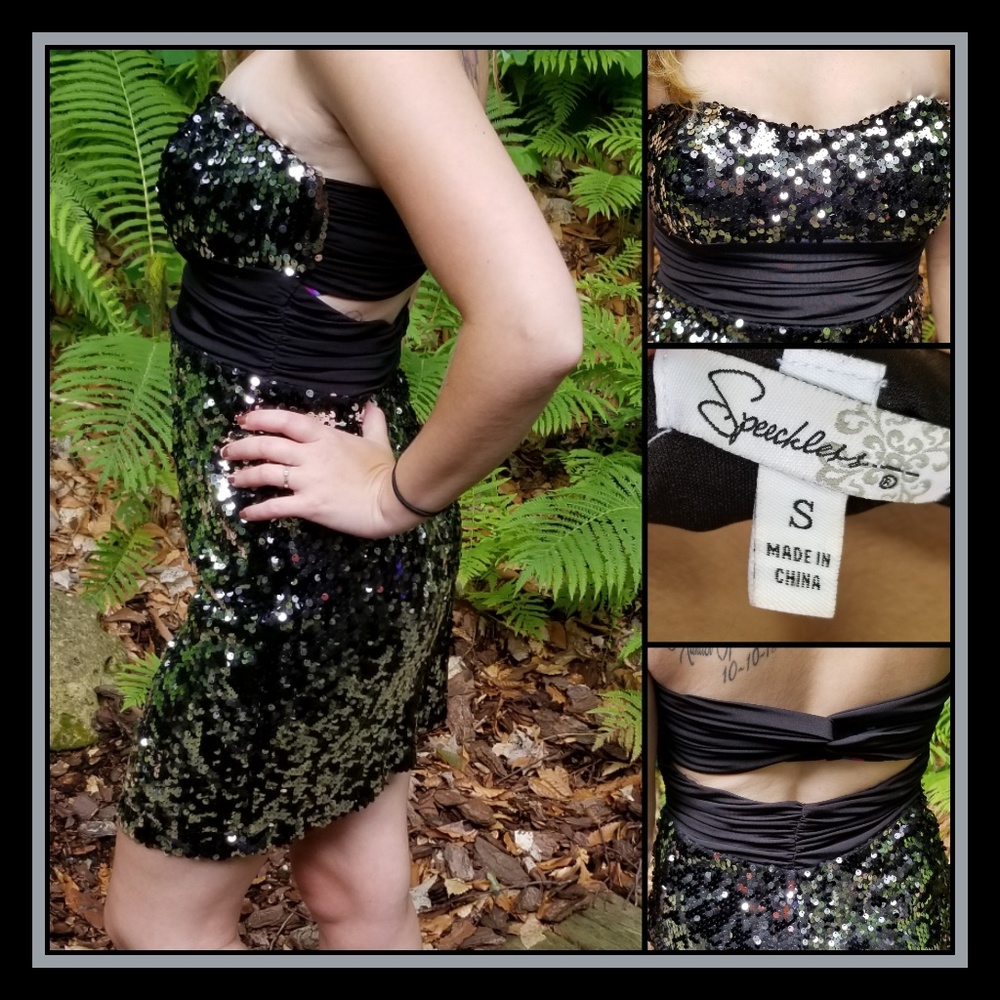 SPEECHLESS | Sequin All-Over Cut-out Back Prom Dress Black Size: Sm - Picture 2 of 5